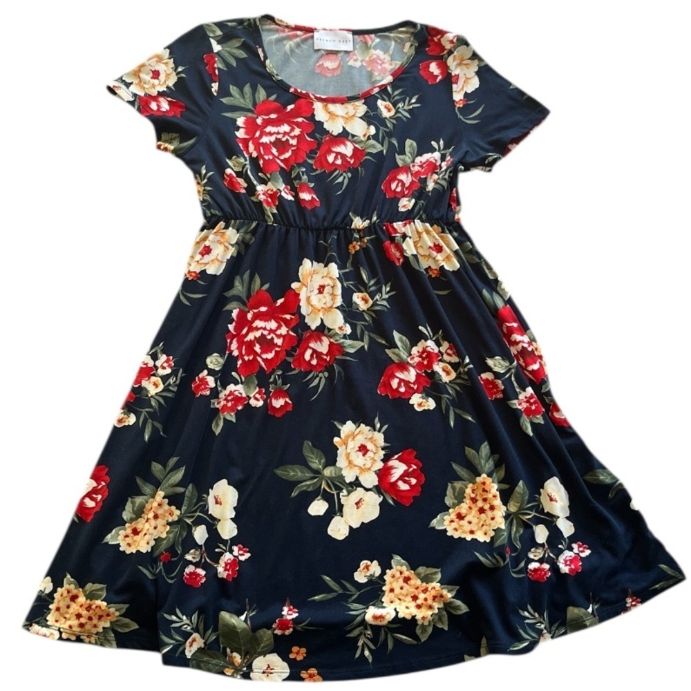 French Grey Floral Flutter Sleeve Midi Sundress